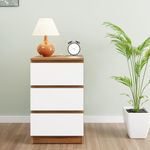 VIKI Dresser with 3 Drawers, Chest of 3 Drawers,Clothes Storage, Organizer Unit for Bedroom, Hallway, Entryway,Easy Pull Drawers, Width 40cms, Brussel Walnut & Frosty White | 1 Year Warranty