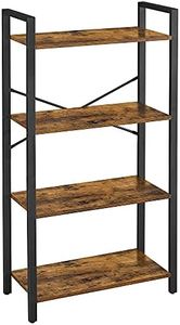 Vasagle 4-Tier Bookshelf, Storage Rack with Steel Frame, 120 cm High, for Living Room, Office, Study, Hallway, Industrial Style, Rustic Brown and Black