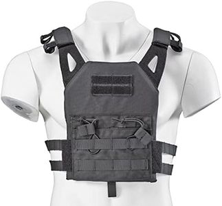 Lancer Tactical Kid's JPC Vest w/EVA Plates for Outdoor/Indoor Airsoft (Color: Tan/Multi-Camo/Black), Black, One size