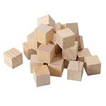 Navaris Wooden Blocks, Set of 25 - Durable, Easy to Craft Small Wood Cubes - Each Customisable Block Made Of Pinewood - Ideal for 3D Puzzles, Stamps, Pyrography and More