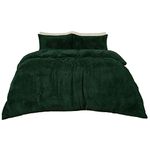 Brentfords Forest Green Teddy Fleece Duvet Set, Fleece Bedding King Size Christmas Duvet Set Ultra Soft Warm Comfy Cosy Winter Bed Set with Pillowcases