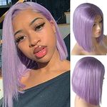 Smartinnov Human Hair Wig Glueless #613 Blonde Bob Lace Front Wig 10inch Straight Short Cut Peruvian Virgin hair Wig 180% Density Blonde Bob Middle Part for Women(could be restyle) 8 Inch #Lilac