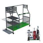 Poweruck Golf Clubs Bag Organizer for 2 Golf Bags Storage, Golf Equipment Storage Rack with 3 Shelves, 21 Golf Clubs Holder, Garage Organization Carts for Golf Accessories Storage