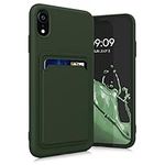 kwmobile Case Compatible with Apple iPhone XR Case - TPU Phone Cover with Credit Card Holder - Dark Green