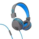 JLab Neon Headphones On-Ear Feather Light, Ultra-Plush Eco Leather, 40mm Drivers, Guaranteed for Life - Graphite/Blue