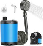 Portable Camping Outdoor Shower, 10000mAH Rechargeable Electric Shower Pump Intelligent Digital Display 5 Shower Modes & IPX8 Waterproof for Hiking, Travel, Car, Pet Bath, Beach, RV, Boat (Blue)