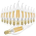 Hizashi LED Candelabra Bulbs 60 watt Equivalent 2700K Soft Warm White, Dimmable Chandelier Light Bulbs, 90+ CRI 6W 650LM, CA11 Flame Tip E12 LED Candle Bulb, UL Listed - 12 Pack