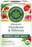 Traditional Medicinals Tea, Organic Hawthorn & Hibiscus, Promotes Heart Health, 16 Tea Bags