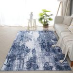 Xfrog Abstract Area Rug Extra Large Washable Rug Modern Soft Short Pile Area Rugs Non-Slip Non Shedding Navy Grey Carpet for Living Room Dining Bedroom Office 160x230CM