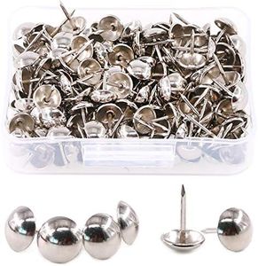 Hilitchi 200-Pieces 7/16''(11mm) Silver Antique Tacks Nail Pins Upholstery Nail Tacks Furniture Thumb Tack Pins Assortment Kit (Silver)