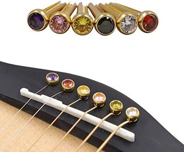 Rayzm Perni per ponte per chitarra, set di perni per chitarra in ottone, 6 corde per chitarra con testa in cristallo, cono fisso, chiodi per chitarra in colori assortiti