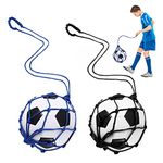 TOBWOLF 2PCS Football Kick Trainer Soccer Ball Net Kicker, Fits Ball Size 3, 4, 5, Solo Soccer Kick Practice Training Aid Soccer Return Trainer Net Football Trainer Juggling Net for Youth Adults