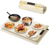 Electric Warming Tray, Upgrade Graphene Material Rapid Heating in 8s, with 6 Temp Setting and 6 Hours Timer, Rollable Food Warming Mat for Buffet Parties, Daily Use 23.3 x 14.4 Inch