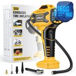 LIVOWALNY Tire Inflator Air Compressor Compatible with Dewalt 20V Max Battery, 160 PSI Cordless Portable Electric Air Pump 2025 Bigger LCD Digital Pressure Gauge for Car(Battery Not Included)