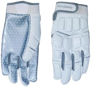 HANDLANDY Lineman Gloves for Men, Grippy Padded Offensive Football Gloves for Adult (White and Silvery, X-Large)