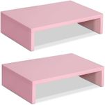 TEAMIX Pink Monitor Stand Riser-2 Pack,Wood 2 Tier Adjustable Monitor Stand Dual Monitor Riser for 2 Monitors/Laptop/PC Computer Stand for Desk