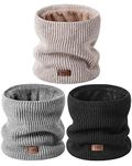 MSDC Neck Warmer Men 3 Pack,Snood for Women Thermal Thick Warm Fleece Lined Cold Weather,Neck Gaiters for Men Ski Face Mask Cover（Black,Oatmeal,Grey）