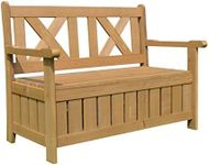 AIRWAVE Darcy Wooden 2 Seater Outdoor Garden Bench with Built In Storage Seat, Treated Fir Wood, Natural Warm Wood Effect