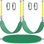 Dolibest Heavy Duty Swing Seats (2 Pack) with 66’’ Chain and Carabiners, Comfortable and Durable Plastic Coated Swing Set Accessories Replacement for Outdoor Playground, Green