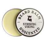 Striking Viking Beard Balm - 60 g, Unscented - Light Hold Styling & Beard Wax - Soothes Sensitive Skin & Shapes with Moustache Wax - Doubles as Post Shave Balm