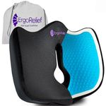 ErgoRelief Gel-Infused Memory Foam Seat Cushion - Banish Coccyx, Sciatica & Tailbone Pain -Ergonomic Support for Gaming, Car, Wheelchair, Office Chair cushion - Medium Hardness,Heat-Sensitive,Non-Slip