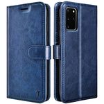 Galaxy S20 Case, Galaxy S20 Wallet Case, Tekcoo Premium [RFID Blocking] Cash Credit Card Slots Holder Carrying Vegan Leather Phone Folio Flip Cover Compatible for Samsung Galaxy S20 [Navy Blue]