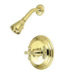 Kingston Brass KB3632AXSO Vintage Pressure Balanced Tub/Shower Faucet with Solid Brass Shower Head, Polished Brass