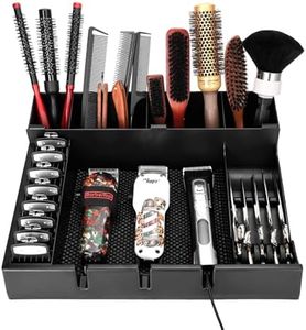 Barber Clippers Station, 15 x 11.8 x 4.3 inch Removable Tray Featuring Dedicated Clippers & Guards Slots and Scissor Razor Slots, for Barber&Salon and Home Stylist Accessories Station Organizer