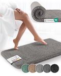 Beautissu Bath Mat 60x50 cm BeauMare FL Non Slip Shower Mat - Shaggy High Pile Rug Soft Microfibre Floor Mat for Shower, Bathtub and Toilette Suitable for Floor Heating – Light Grey