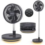 Primevolve Portable Rechargeable Oscillating Fan, Battery Operated Fan Adjustable Height, USB Home Office Outdoor Camping Travel, Dark Gray 10"