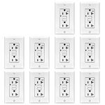 TOPELE 20Amp GFCI Outlet 125 Volt Tamper-Resistant, Weather-Resistant Receptacle, LED Indicator Lights, 1 Wall Plate and Screws Included, White, Pack of 10, UL Listed
