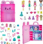 Polly Pocket Set with 4 Dolls, 3 Pets & 50 Fashion Accessories, Stylin' Safari Fashion Collection, Animal-Themed Case