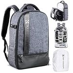 K&F Concept Camera Backpack Professional Large Capacity Photography Bag for DSLR Cameras Accessories with 15" Laptop Compartment, Waterproof Nylon Camera Case Light Grey