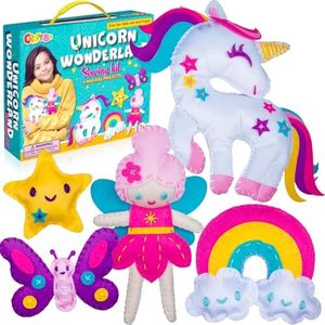CRAFTSBEE Beginner Sewing Kit for Kids Arts & Unicorn Crafts - My First Sewing Kit for Girls Unicorn Wonderland Learn to Sew Magical Projects with Instructions and Sewing Supplies