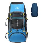 TRAWOC GRITMAX 55 Litre Travel Bag Front & Top Open Backpack for Hiking Trekking Camping, Rucksack Bag for Men & Women with Rain Cover and Shoe Compartment SHK017, Sky Blue, 3 Year Warranty