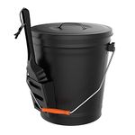 Pure Garden 50-210 4.75 Gallon Black Ash Bucket with Lid and Shovel-Essential Tools for Fireplaces, Fire Pits Wood Burning Stoves-Hearth Accessories