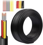 Wirelume 16 AWG 1.5mm² Electrical Wire 3 Core Conductor 16 Gauge Extension Cable Stranded PVC Oxygen-free Copper 10FT/3.048M Low Voltage Tinned Copper Cable for LED Automotive Battery Solar Marine