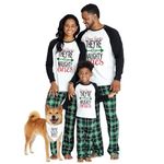 IFFEI Matching Family Pajamas Sets Christmas PJ's Letter Print Top and Plaid Pants Sleepwear Men: L Green