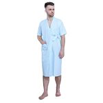 UNIFORM CRAFT Unisex Patient Gown Home Patient Care Apparel Front Open Gown (Blue, XXL)