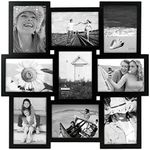 Malden International Designs 5 x 7 9-Opening Dimensional Collage Photo Wall Frame, Black