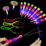 Ainiv LED Slingshot Toy, 12pcs LED Helicopter Shooters Toy, Lighting up Toy, Rotating Drop Slingshot Flying Toy for Christmas Day Party Outdoor Game for Kids Adults, Stress and Anxiety Relief