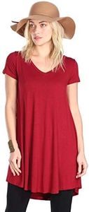 Popana Womens Short Sleeve Summer Tunic Tops to Wear with Leggings Loose Fit Plus Size Made in USA Large Burgundy