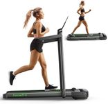 homeTro 3.0HP Under Desk Treadmill Foldable, Compact Folding Treadmills for Home 300lbs, Electric Running&Wallking Treadmill with Dual LED Touch Screen/APP&Remote Control/12 Programs/Assembly-Free