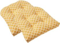 Pillow Perfect Indoor/Outdoor Yellow/White Geometric Wicker Seat Cushions, 2-Pack