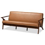 Baxton Studio 190-11394-AMZ Sofas, Tan/Walnut Brown