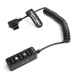 Alvin’s Cables D-tap Splitter P-Tap HUB Cable Dtap Male to 3 Port D tap Female Splitter Coiled Cable with Screw Threads for ARRI RED Z CAM Cameras TILTA Steadicam IDX V-Mount Battery