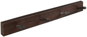 CONSDAN Coat Rack Wall Mount, USA Grown Hickory Coat Hooks with 4 Hooks, Wooden Coat Hanger Wall Mount for Hanging Coats, Jacket, Clothes, Hat, Dark Walnut