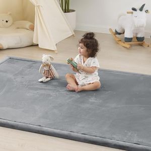 1.5" Thick Baby Play Mat for Floor Tummy Time, Large Pro Soft Foam Activity Playmats Playroom, Easy Care with Non-Slip Safe for Infant Toddler Kids Crawling79 x 118" (Dark Grey)