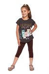 SOFTSAIL Girls Leggings 3/4 Capri Shorts Cotton Sport Dancing Gymnastic Breathable Comfy Stretchable Brown 122 cm