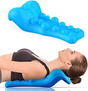 Fanlecy Neck and Shoulder Relaxer with Upper Back Massage Point, Cervical Traction Device Neck Stretcher for TMJ Pain Relief and Cervical Spine Alignment Chiropractic Pillow (blue)